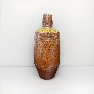 Vintage Campos Filhos Aveiro Portugal Pottery Salt Brown Glazed Wine Bottle